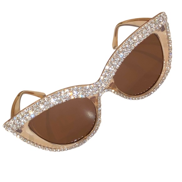 Rhinestone Bling Cat Eye Sunglasses in Champaign Brand New - Picture 4 of 12